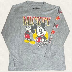 Youth Disney Mickey Mouse Gray Long Sleeve Graphic T-Shirt size small